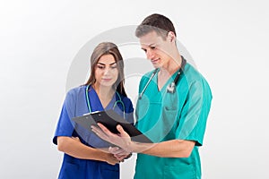 Man and woman in medical uniform