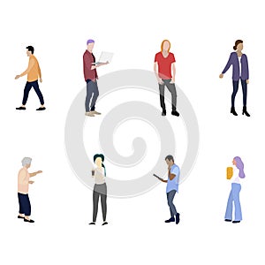 Man woman people cartoon colored flat collection