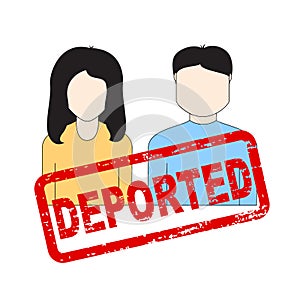 Man and woman portrait with deported stamp