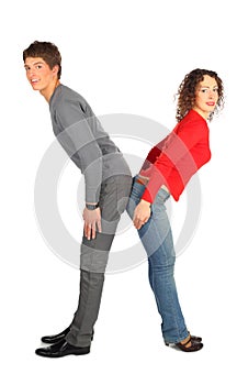 Man and woman represent letter X photo