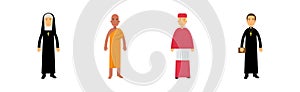 Man and Woman Representatives of Different Religion Vector Set