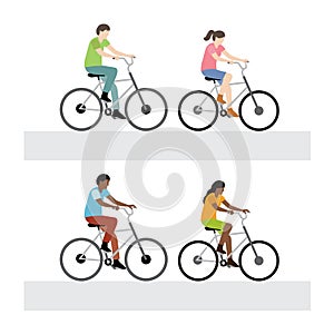 Man and woman riding bicycle