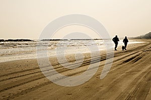 Man and woman running outdoor