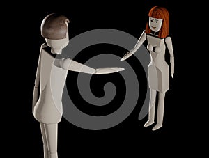 Man and woman shake hands