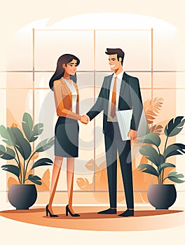 Man And Woman Shaking Hands