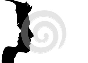 Man and woman silhouette face on face - vector