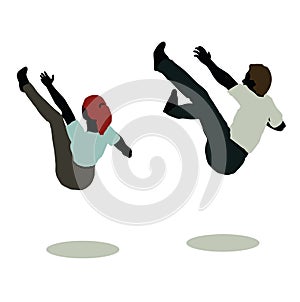 man and woman silhouette in Still Pose Falling