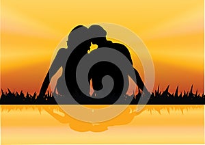 Man and woman siting