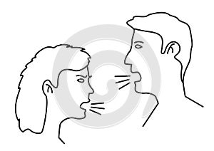 man and woman squabble and quarrel sign