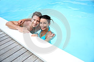 Man and woman in swimming pool