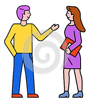 Man and Woman Talking, Business Conversation