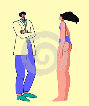 Man and woman are talking. Easy flirt love. Young girl . Young business man Flat cartoon style. Vector illustration