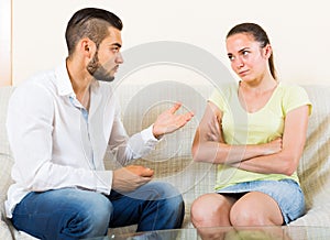 Man and woman talking stressfully