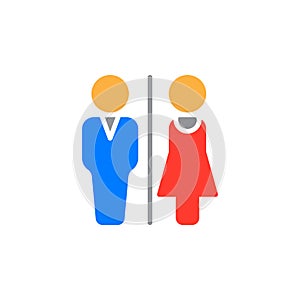 Man and Woman toilet icon vector, filled flat sign, solid colorful pictogram isolated on white.