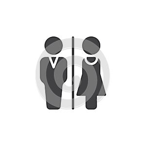 Man and Woman toilet icon vector, filled flat sign, solid pictogram isolated on white.