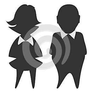 Man and woman. Vector silhouette portraits of couples. The gap between gender symbols. Separation of society by gender.