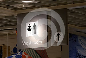 Man and woman washroom logo inside Ikea store photo