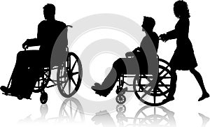Man and woman with wheelchair photo