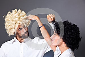 Man and Woman with Wig