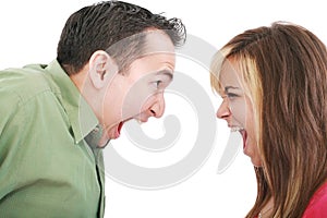 Man and woman yelling at each other
