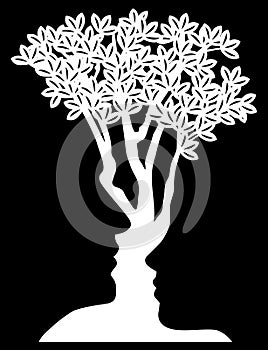 Optical Illusion Tree Faces Concept