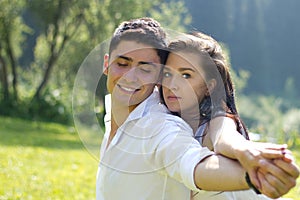 Man and woman outdoors