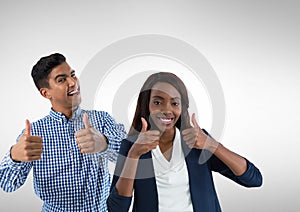 man and women with thumbs up