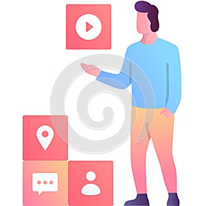 Man work on app development vector icon