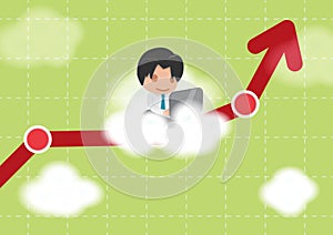 Man Work Cloud Stock Market Vector