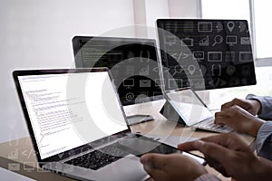 man work Coding software developer programmer is coding on a desktop computer