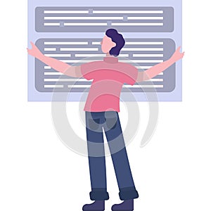 Man work on software app development vector icon