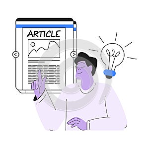Man Work with Text Editing and Writing Article Vector Illustration