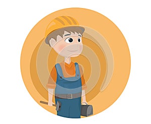 Man worker construction builder Vector. Cartoon characters