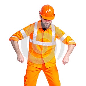 Man worker road constructor working