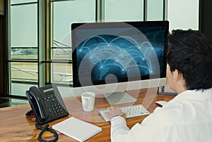 Man working in the airport terminal