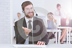 Man working as customer service representative