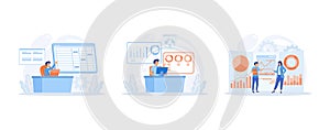 Man working with big data and databases, making analysis and report with spreadsheets on computer, data analyst.