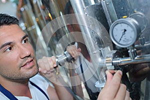 man working in brewery