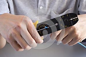 Man working cable cutting