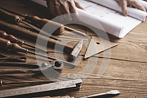 Man working on a carpentry project