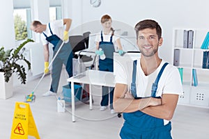 Man working for cleaning company