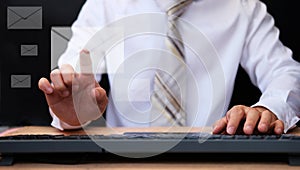Man working on computer and email marketing concept