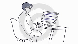 Man Working on Computer Remote Work and Productivity, vector design Generative AI