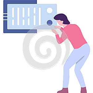 Man working on data integration vector icon