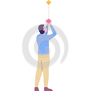 Man working on database integration vector icon