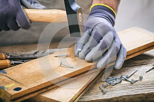 Man working with a hammer