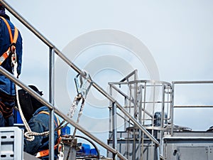 Man Working on the Working at height on construction site