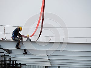 Man Working on the Working at height on construction