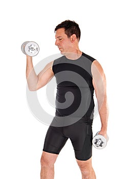Man working with his dumbbells