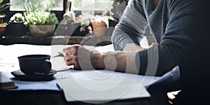 Man Working Home Office Start Up Ideas Concept